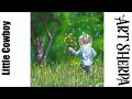 Little Cowboy  🌺🌸🌼 Landscape and Figure Acrylic painting Tutorial Step by Step   #AcrylicTutorial