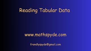 READING TABULAR DATA