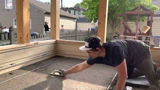 Outdoor patio￼ over basement with the Schluter® from start to finish in Minnesota