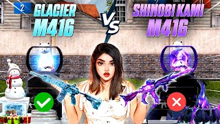 Glacier M416 Vs Shinobi Kami M416 🔥 - Detailed Comparison | Best M416 Skin? #bgmi #pubgmobile