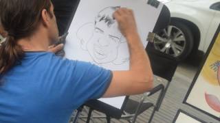 Street Artist Draws Caricature Portrait - Live Sketch HD - La Rambles, Barcelona 14/06/2016