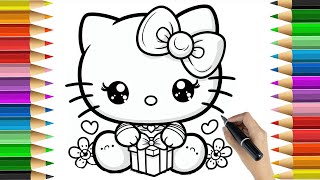 Hello Kitty Drawing Painting and Coloring for Kids & Toddlers // Step By Step Hello kitty color Page screenshot 1