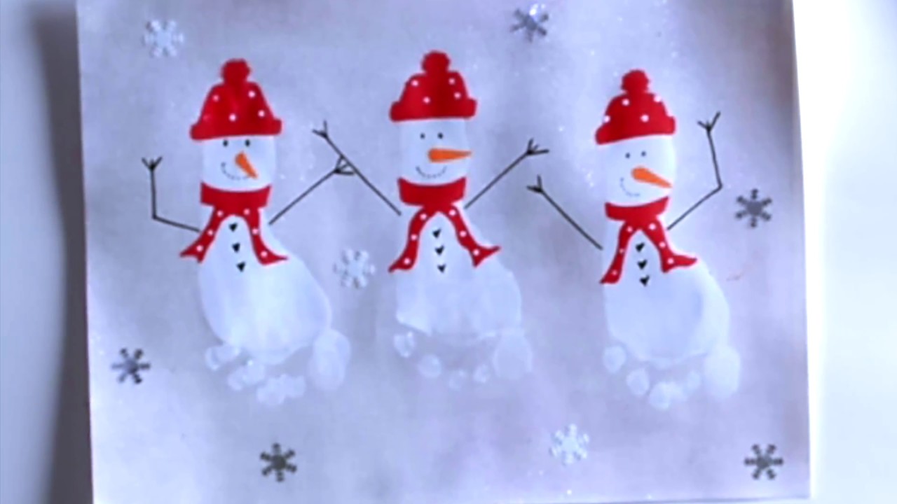 DIY bonhomme de neige - empreinte pied - Noël - décoration noël