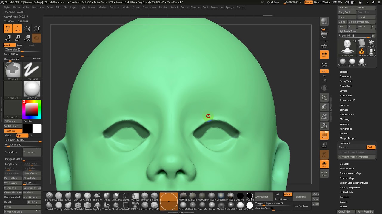 how to preview edit topography in zbrush
