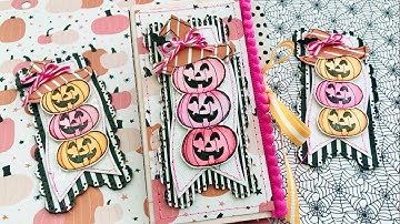 File Folder Pocket Folio w/ Bag Topper Embellishments | Half-way to Halloween | Stamps & Watercolors