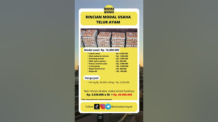 Rincian modal usaha telur ayam