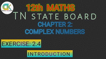 12th Maths Chapter 2 Complex Numbers Exercise 2.4 Introduction