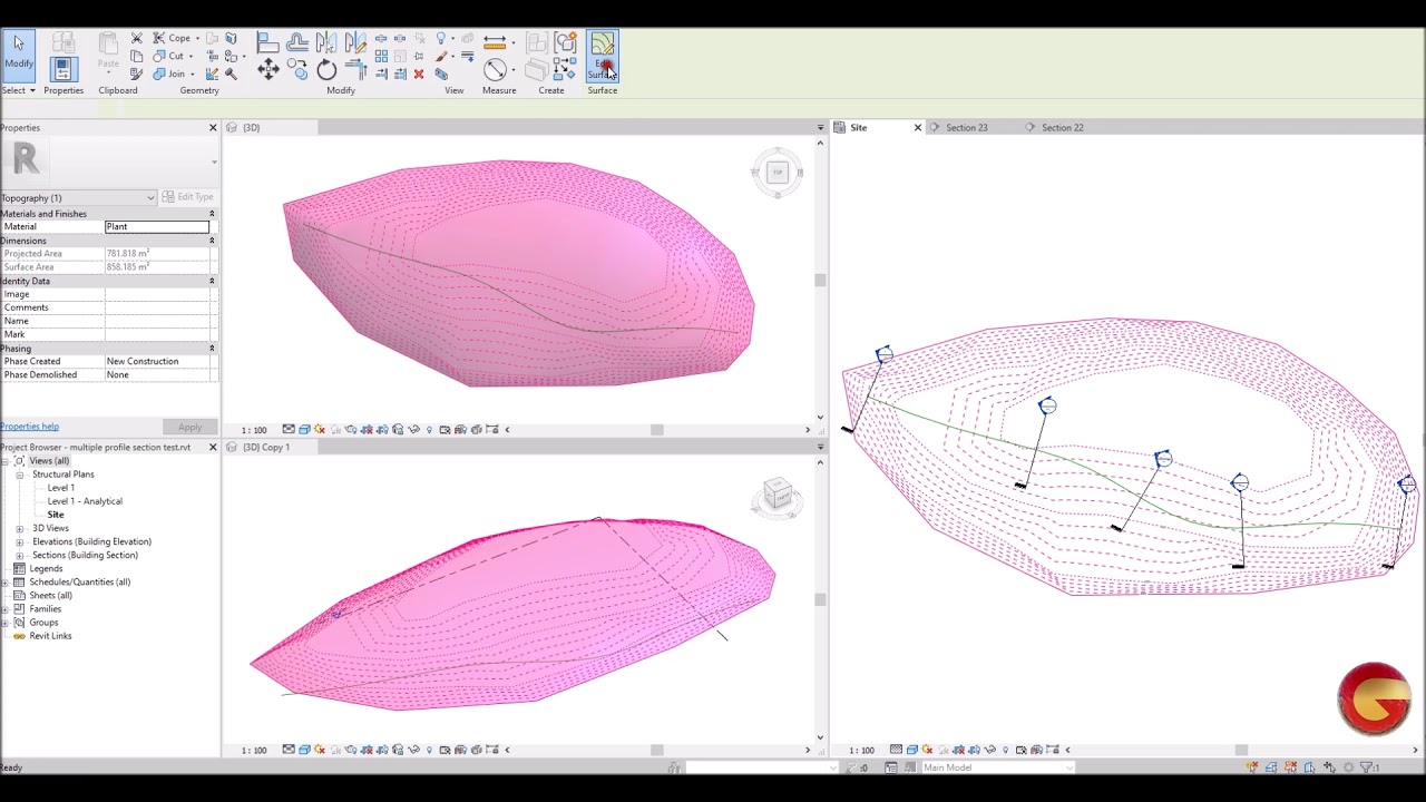 Multiple Sections Aligned to Path - Revit - GCF Design - YouTube