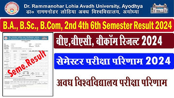 rmlau ba bsc bcom semester result 2024 I rmlau 2nd 4th 6th semester result 2024 I rmlau result I
