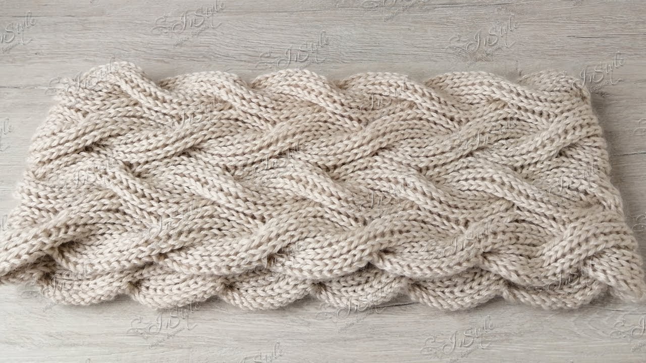 SNOOD WITH CABLES AND PUFFY RIBBING. English Ribbing. ▻ Knitting