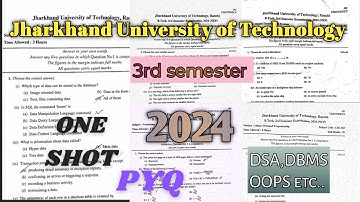 ONE Shot || Jut b.tech 3rd semester 2024 university question paper|| jut pyq