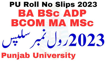 BA BSc ADP BCOM MA MSc Roll No slips 2023 Punjab University