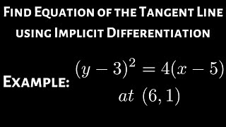 Equation of the Tangent Line with Implicit Differentiation Example 1