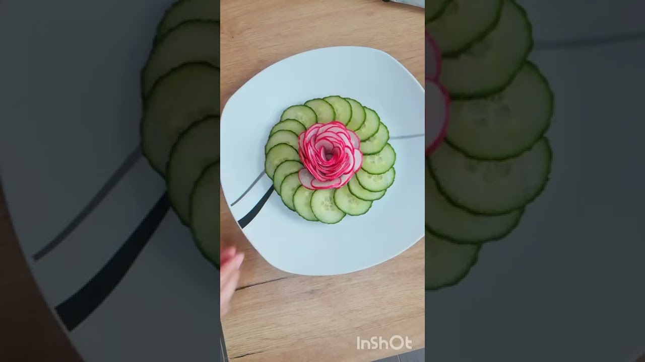 Salad Decoration idea | Salad plate decoration | Reddish Rose art |