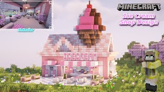 Minecraft | How To Build A Cute Ice Cream Parlour [ Tutorial ]