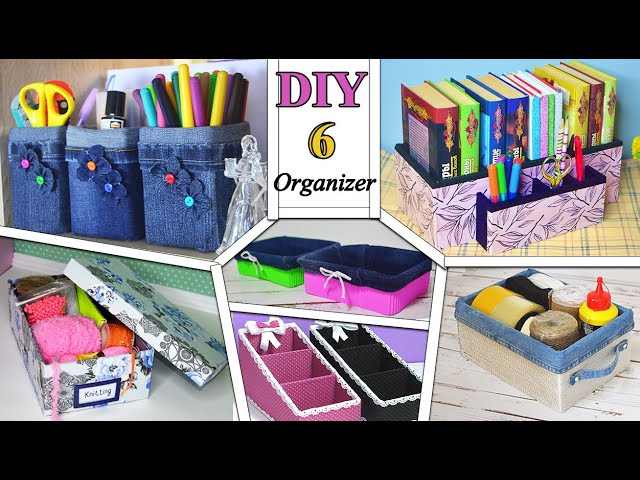 6 diy simple organizers and boxesfor storage from cardboard//handmade craft  