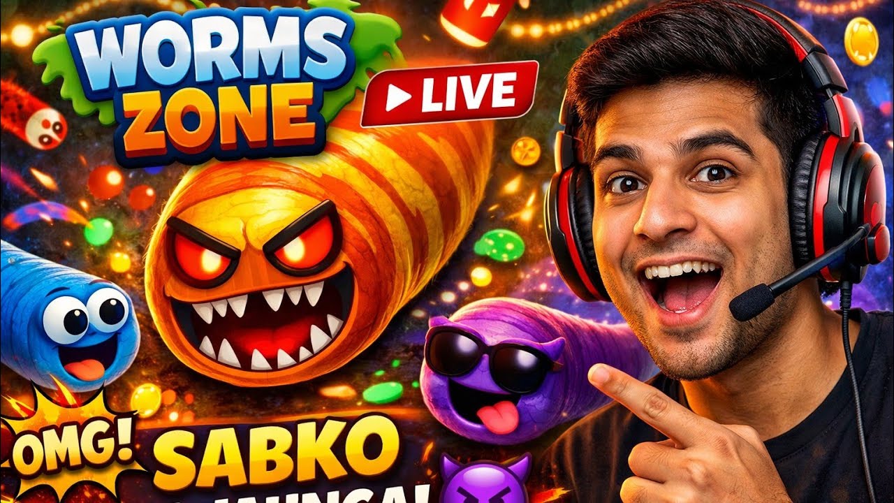 Worms Zone LIVE Gameplay 🔴 | Biggest Snake Challenge 🐍 | Live Game Play Hindi