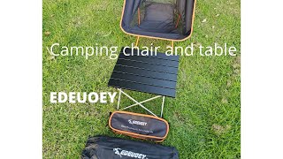EDEUOEY  light weight camping chair and table | EDEUOEY hiking and back packing table and chair