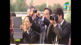 Japanese prime minister Abe visits Akhal-Teke equestrian complex