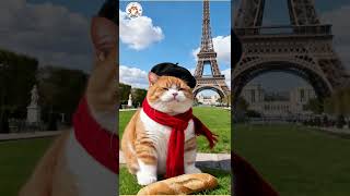 Parisian dreams at Eiffel Tower! 🗼 #paris #france #eiffeltower #cat #pets