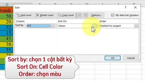 Cách sắp xếp dữ liệu theo màu trong Excel