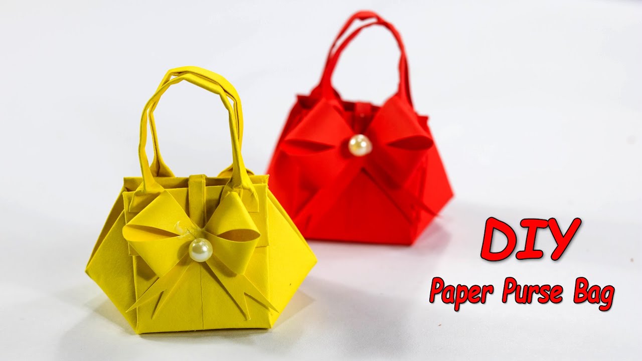 How To Make Paper Handbag Origami Paper Bag Tutorial Step By Step