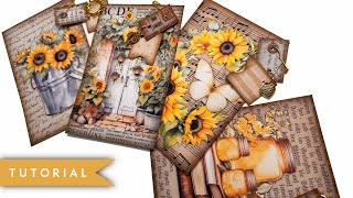 My White Cat Journal, TUTORIAL, Bee Like A Sunflower, Pocket Tag Kit, Printable, Junk Journal Kit