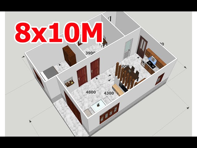 Bản Vẽ Nhà Cấp 4 8X10M 2 Phòng Ngủ | Mặt Bằng Nhà Đẹp - Youtube