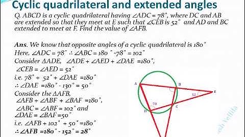 Class 163 - cyclic quadrilateral  and extended angles