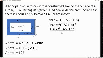 Border Word Problem Quadratic Equations