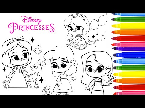 Cinderella Snow White Coloring Page All Together Disney Princesses Mulan Jasmine - Princess Coloring