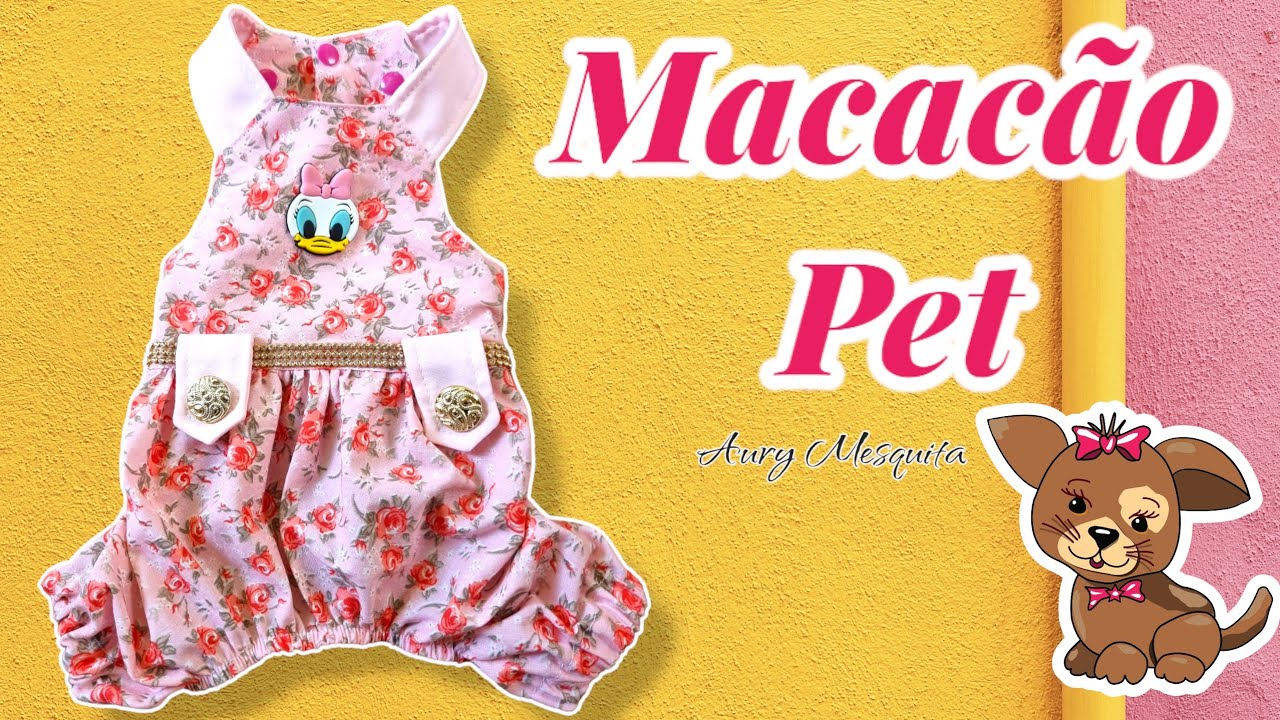 Como fazer Macacão Perna Curta Costura Pet _ Roupas Pet
