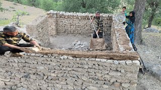 Documentary on the life of cave dwellers in Zagros |Building a stone room in the wild mountains