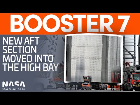 Next Sections for Booster 7 Moved Into the High Bay | SpaceX Boca Chica