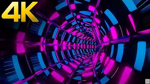 4K Abstract Blue Pink Circle Tunnel Neon Light  Relaxing Sci-Fi Motion Video Background Loop