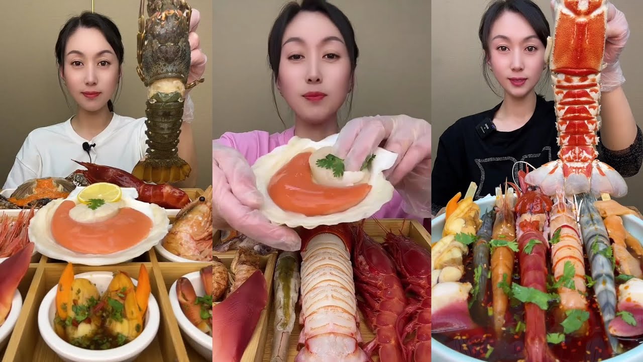 Yummy #596 Eat Lobster 🦞, Shrimp 🍤🦐, ..{ seafood 🦐 🦐 } #mukbang #seafood #yummyfood 