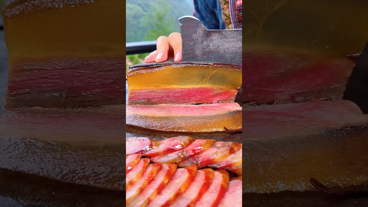 😋 Juicy Smoked Bacon Cutting Close-Up 🔥 #food #usa #shorts