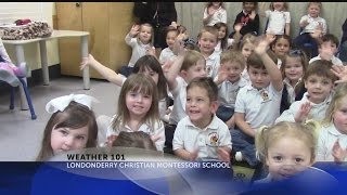 Rob Fowler Talks Weather with kids at Londonderry Christian Montessori School