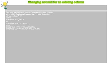 How to : Changing not null for an existing column