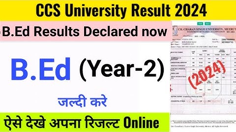 B.Ed ka result kaise dekhe 2024 | CCSU B.Ed 2nd Year Result 2024 | CCSU bed result kaise check kare