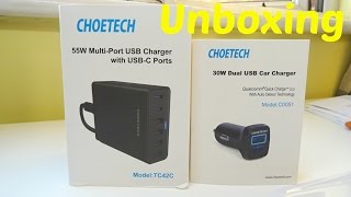 CHOETECH 55W Multi-Port USB Charging Dock & Dual USB Type-C Car Charger (Unboxing)