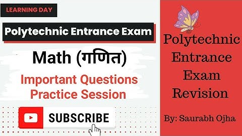 Polytechnic 2023 Preparation Math गणित Revision Important Questions Practice Session By Saurabh Ojha
