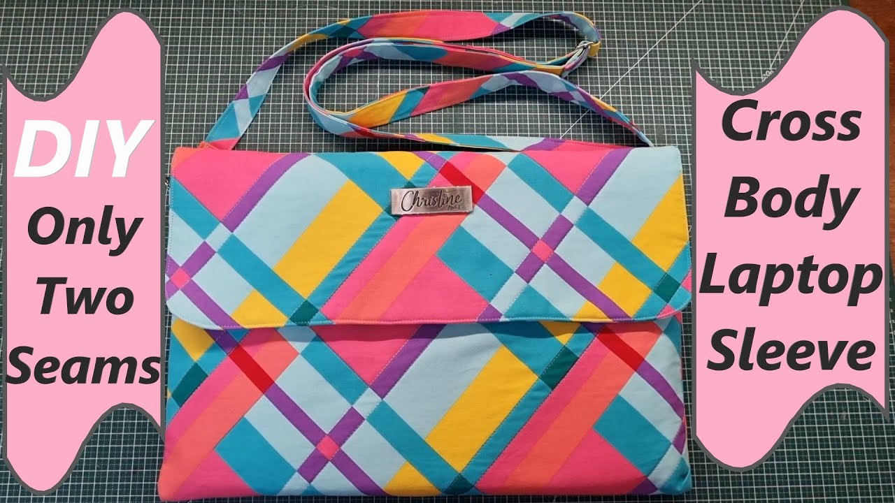 Only two seams DIY Laptop sleeve crossbody straps for tablet Macbook