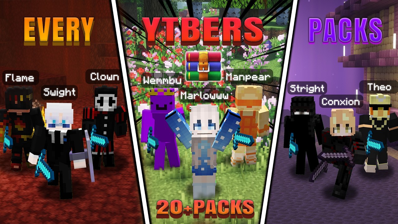 Every Minecraft Youtuber Texture Packs [20+Packs] Folder Release |1.21+