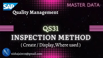 SAP QM | Inspection Method | QS31 | QM Master Data | SAP Quality Management #sapqm #sappp #yt