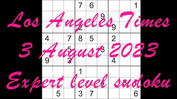 Sudoku solution – Los Angeles Times 3 August 2023 Expert level