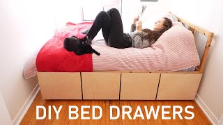 DIY BED DRAWERS - Level Up A Small Bedroom!