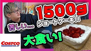 【1500g地獄】コストコのいちごケーキ大食い!!世界一美味しすぎてめちゃくちゃ食えるww【マスク】