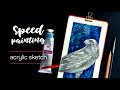 РИСУЕМ ПТИЧКУ АКРИЛОМ · SPEEDPAINT · Акрил и карандаш