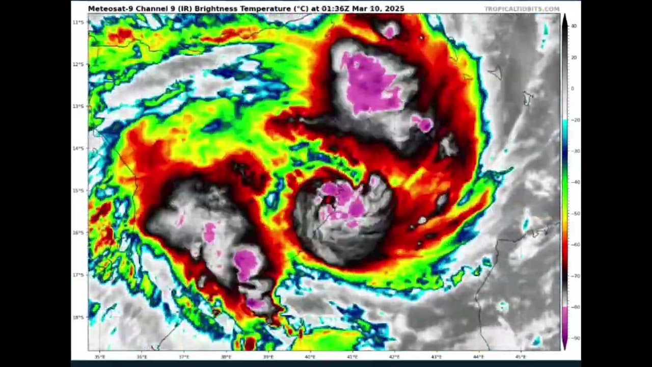 el Ciclón tropical #jude a tocado tierra sobre Nampula África con vientos de 100 mph